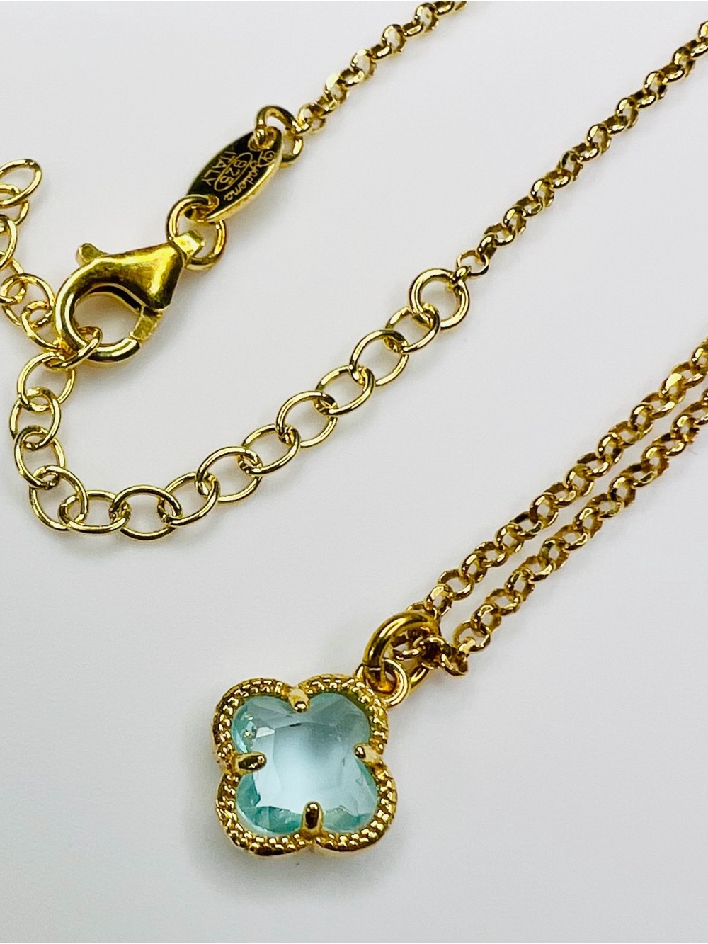 NEW Gold plated sterling silver 925 necklace with blue charm